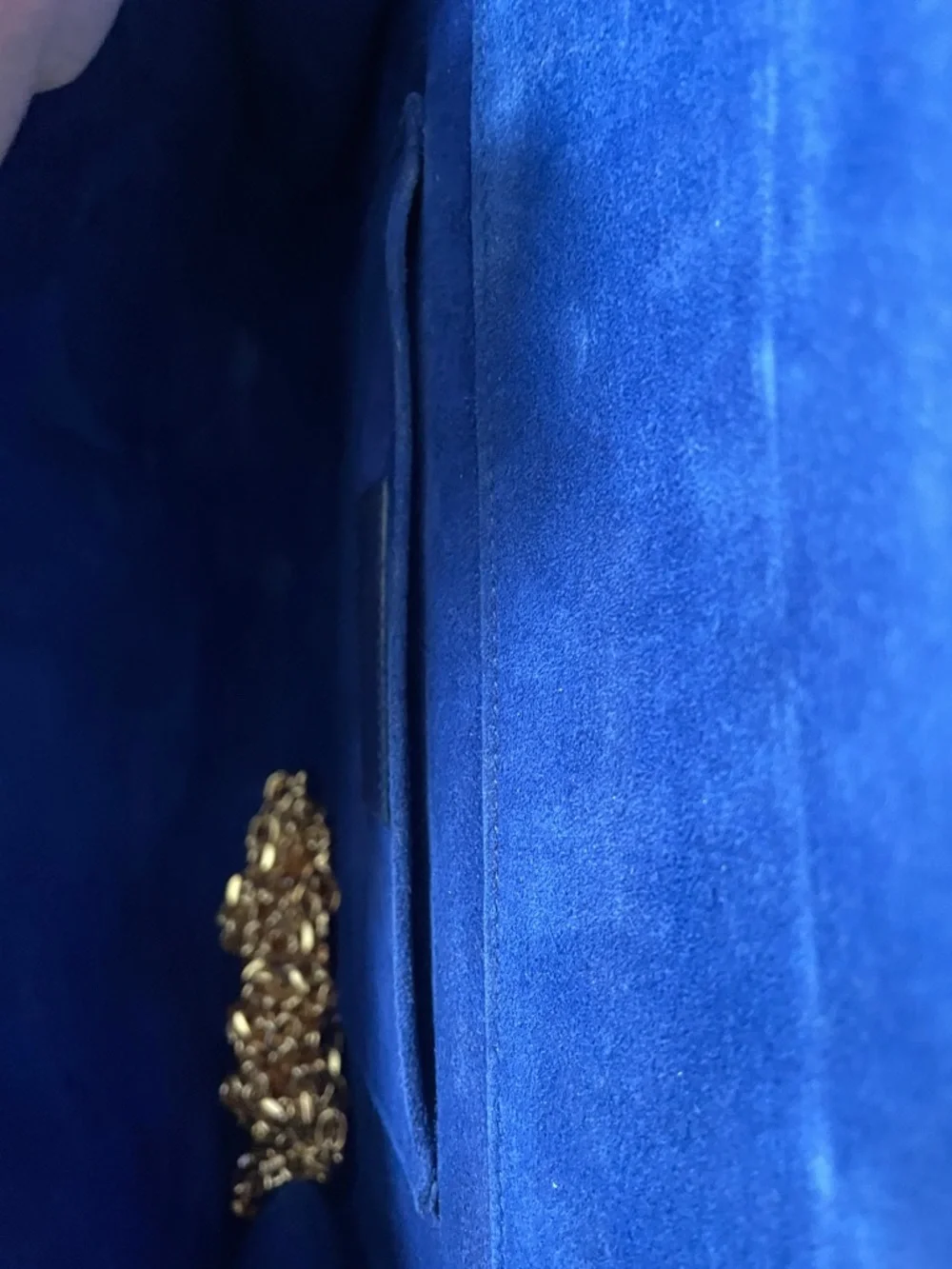 Yves Saint Laurent Deep Blue Leather Clutch with Gold Y Accent - Picture 5 of 5
